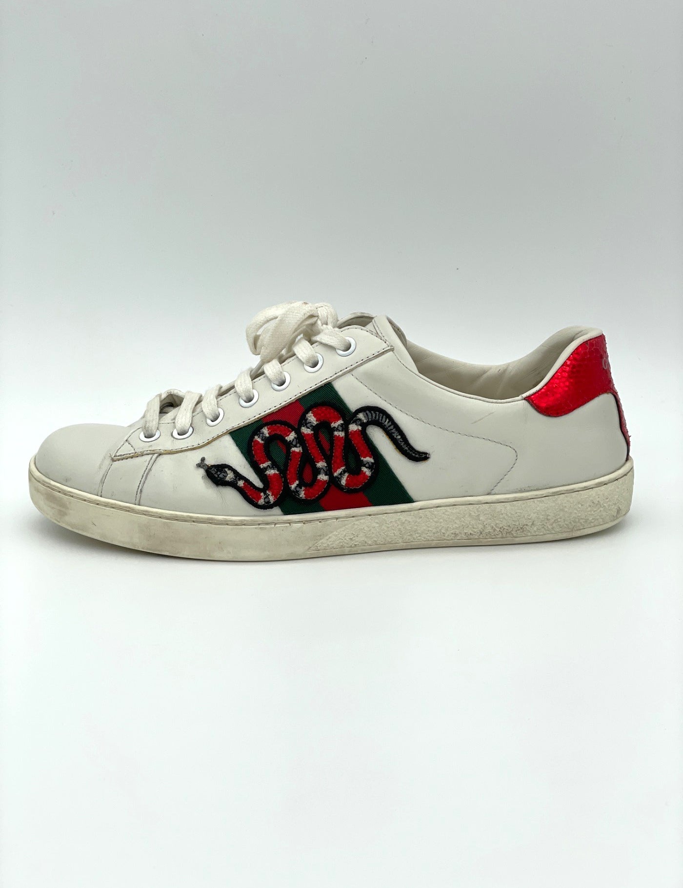 Gucci Ace Kingsnake Low Top Sneaker EU 41 Weiß - Image 1