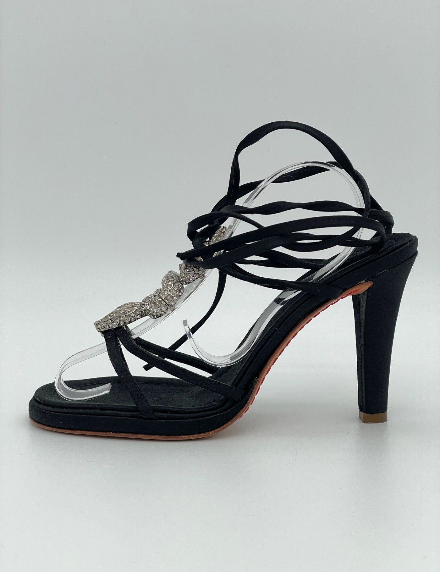 Valentino Garavani Snake Embellished Wrap Sandale mit Absatz EU 35.5 Schwarz - Image 1